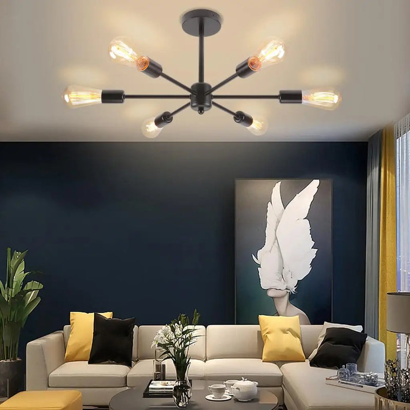 Moderne 4/6 têtes Plafonnier Rétro Plafond Lustre Lampe Industrielle Luminaria Lamparas pour Salon Plafonnier Éclairage