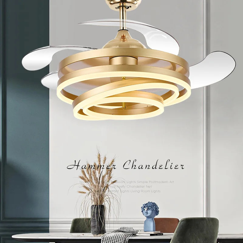 ventilateur de plafond moderne avec lumières led télécommande rechargeable