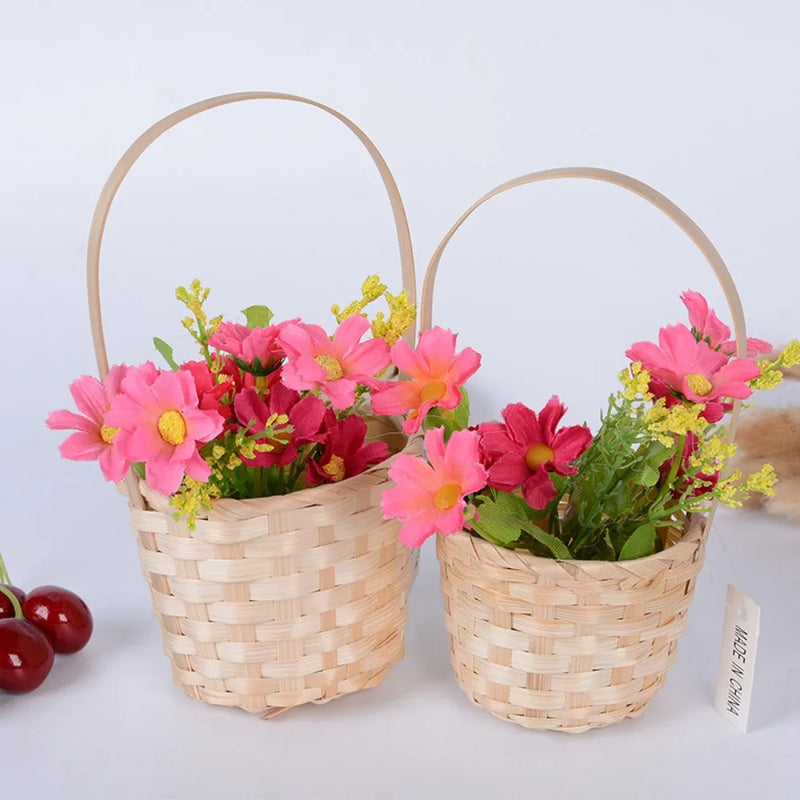 panier de rangement fait main en rotin multifonction pour cuisine ou fleurs
