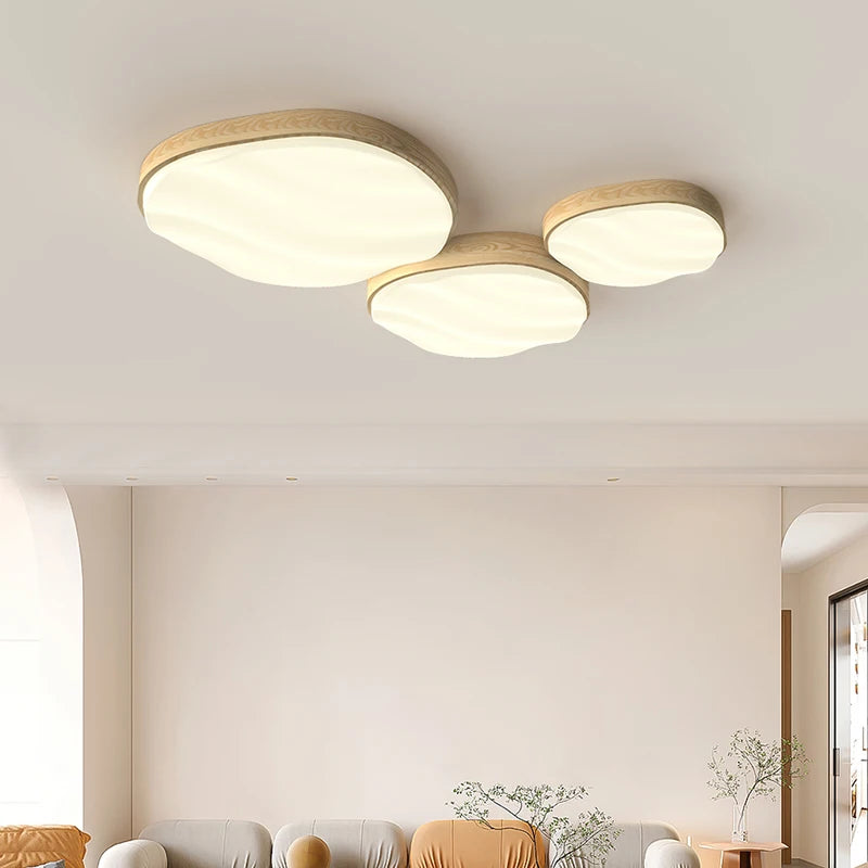 plafonnier led style bois naturel nuage chaud spectre complet