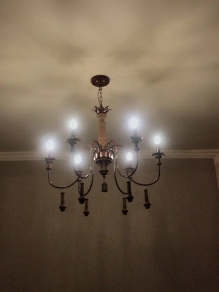 lustre industriel en résine antique avec bougeoirs à led