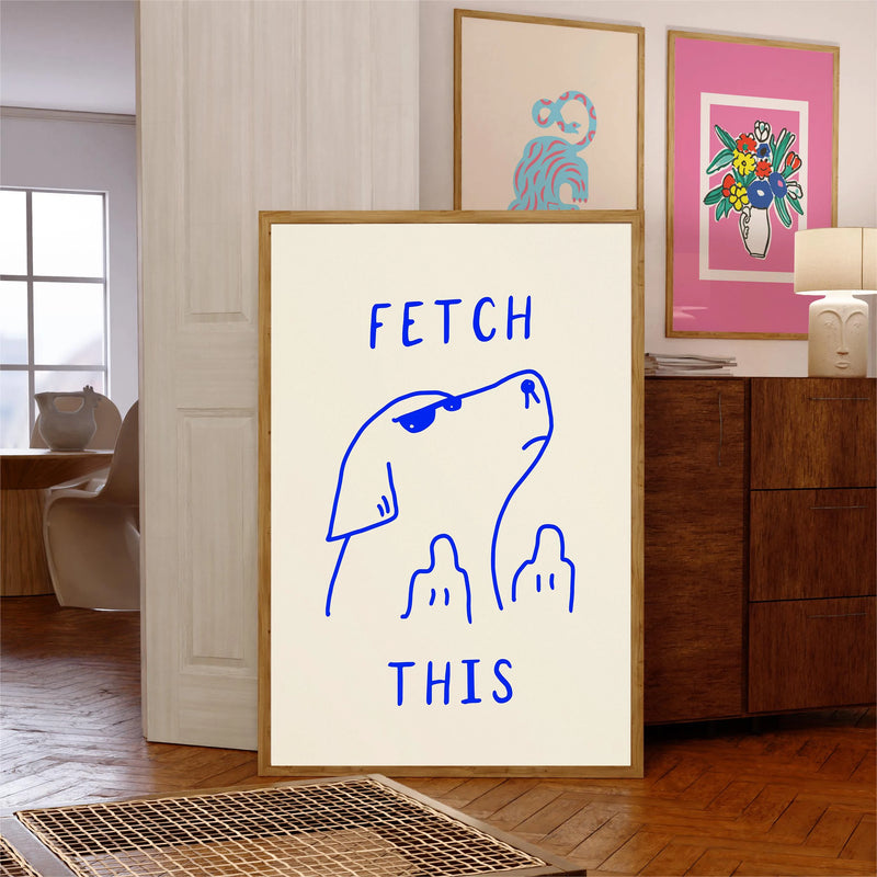 affiches rétro avec citations de fleurs et chien pour décoration artistique