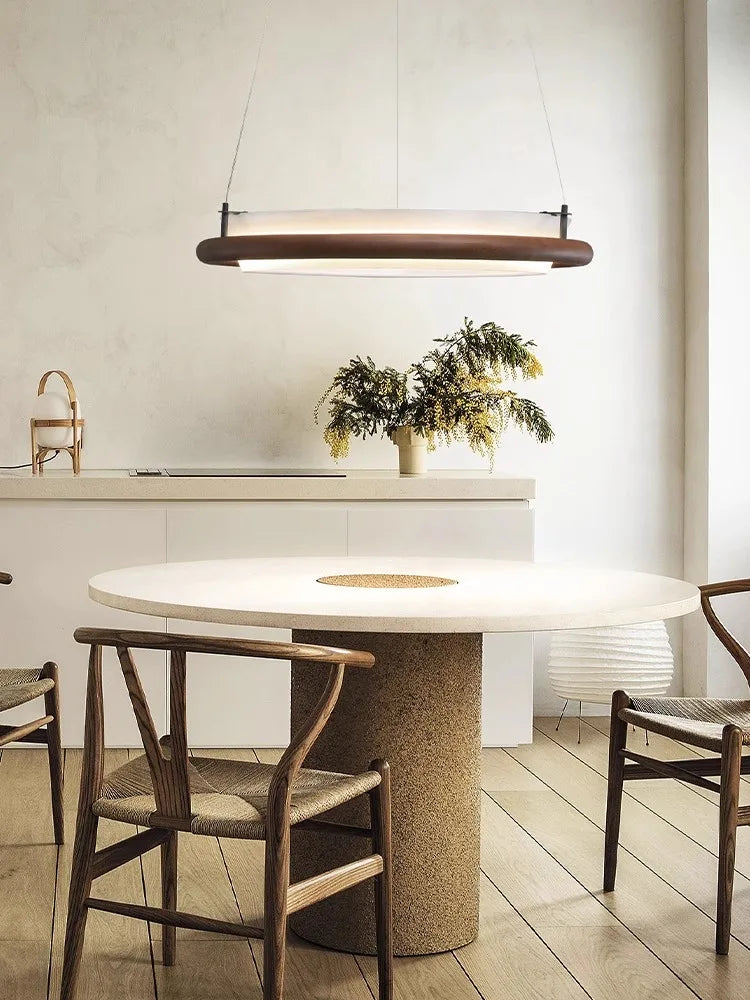 lustre led en bois noir décoration moderne lampes suspendues