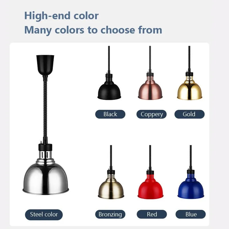 Suspension industrielle LED rétractable pour chauffage des aliments