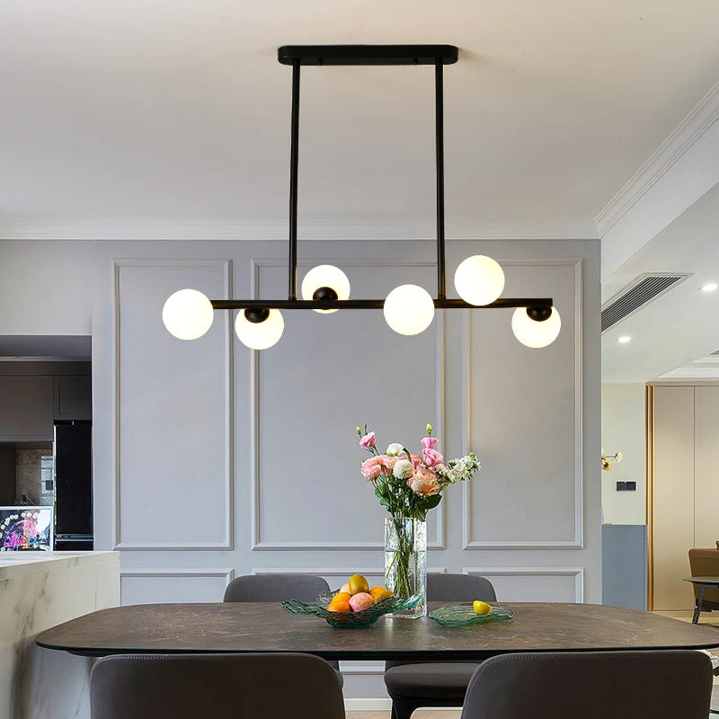 Lustre design boules de verre horizontales