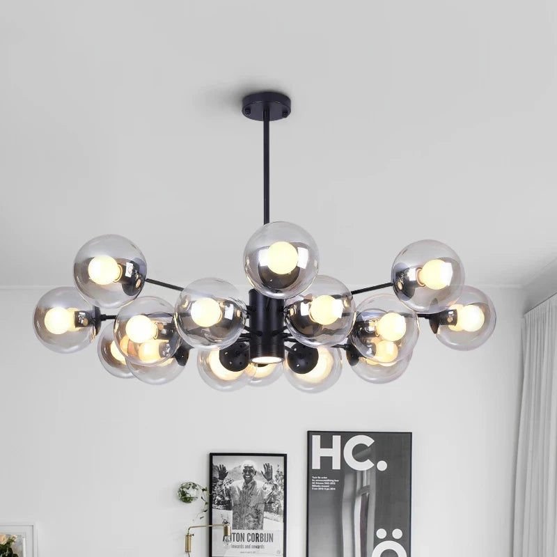 Lustre moderne design avec boule en verre magique haricot
