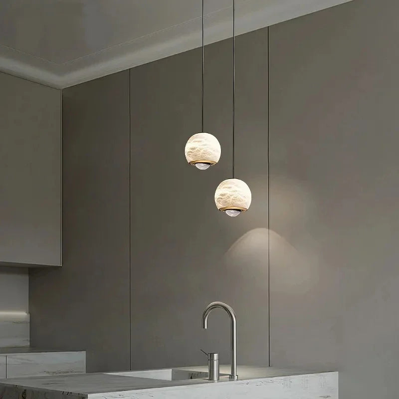 suspension nordique en marbre led pour île cuisine