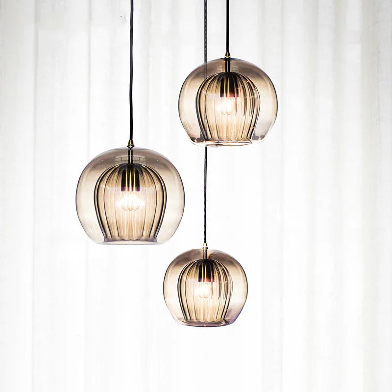 Suspension design boule nordique moderne en verre créative
