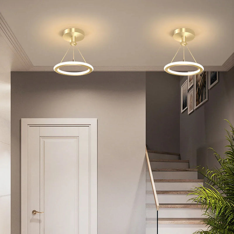 lustre led créatif nordique cercle rond éclairage restaurant