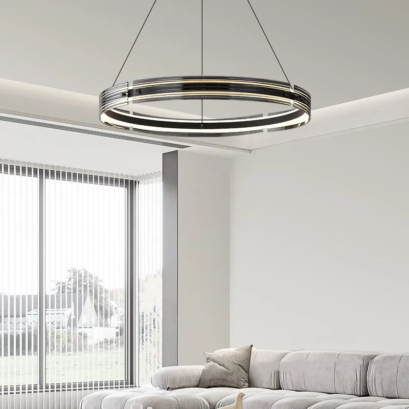 lustre circulaire en verre créatif pour un éclairage design