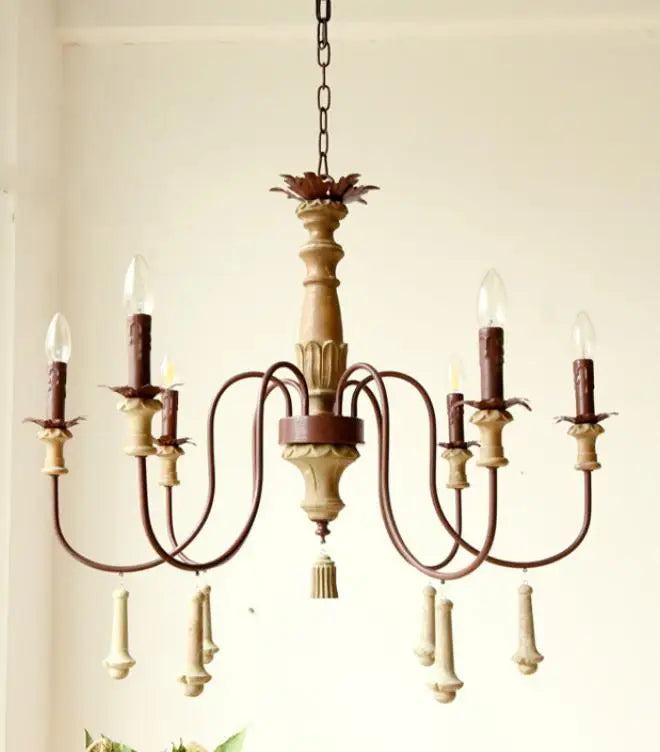 lustre industriel en résine antique avec bougeoirs à led