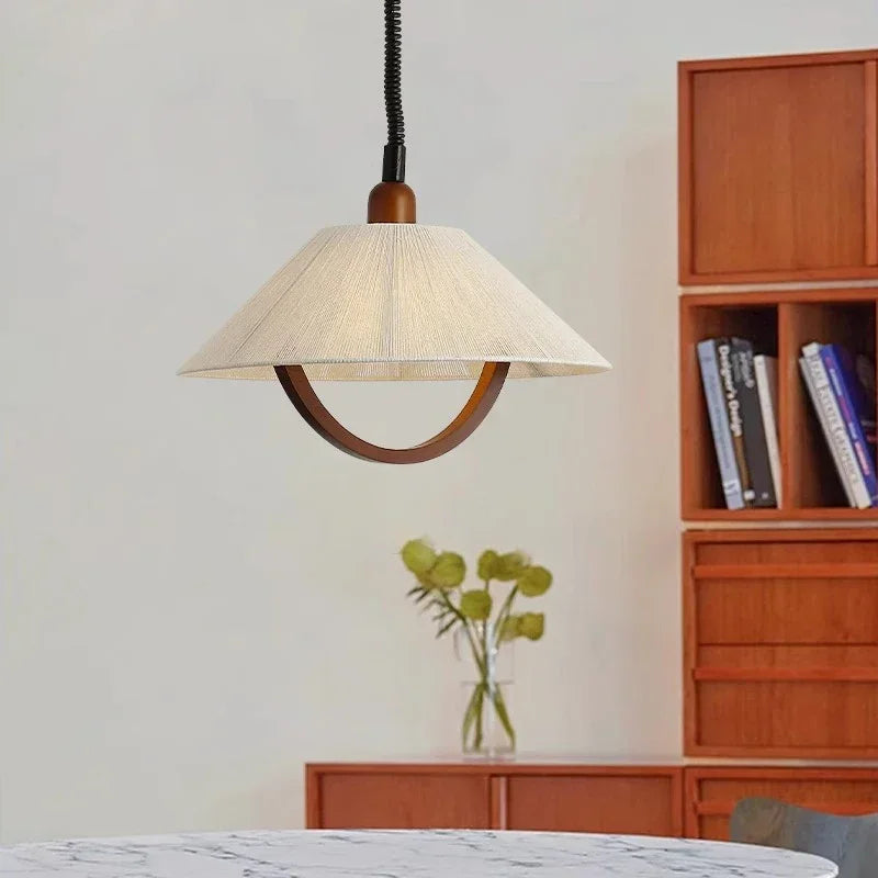 suspension rétractable en coton et bois pour intérieur