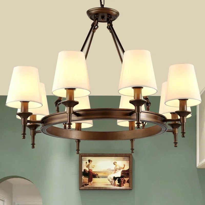 lustre vintage américain en tissu style campagnard pour intérieur