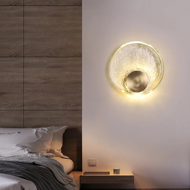 Lampe de chevet en verre et cuivre