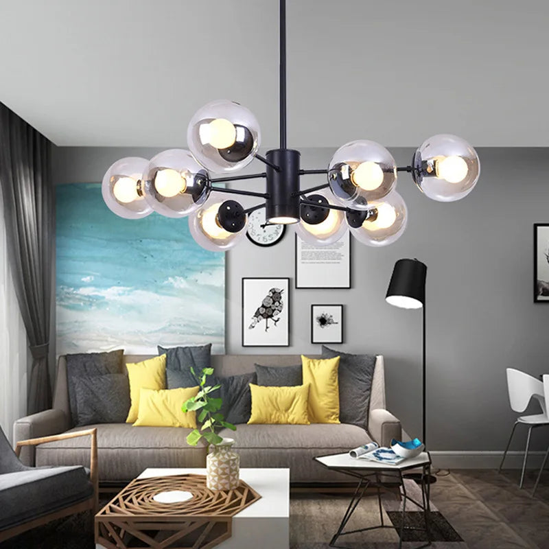 Lustre moderne design avec boule en verre magique haricot