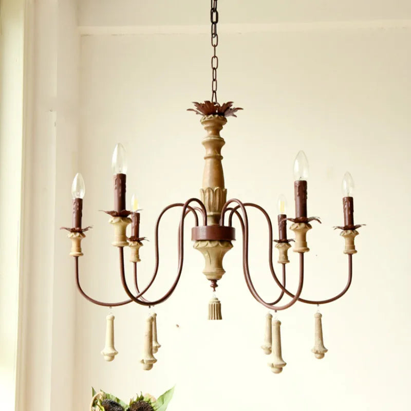 lustre industriel en résine antique avec bougeoirs à led