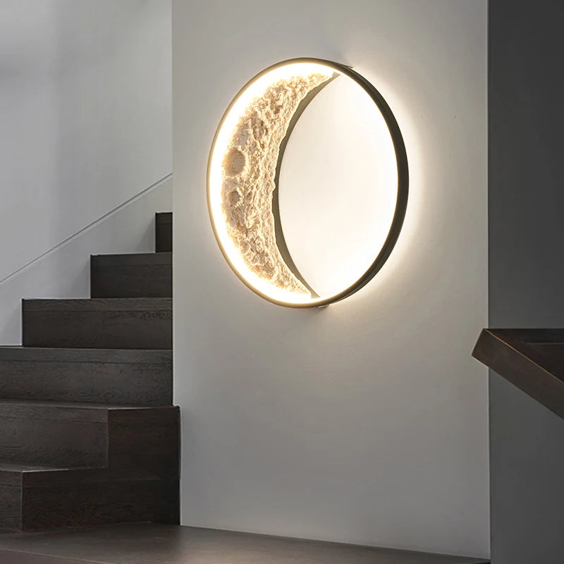 Post-moderne LED Art croissant porche couloir applique chambre salon fond mur lune lampe créative lune décorative