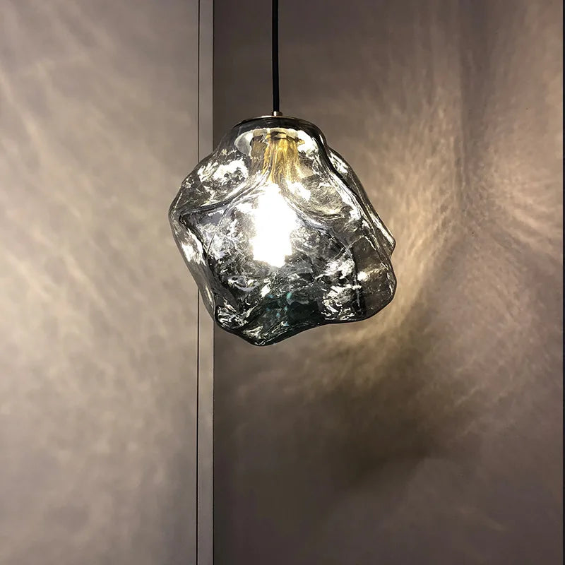 lustre nordique en verre lave glace forme créative rétro