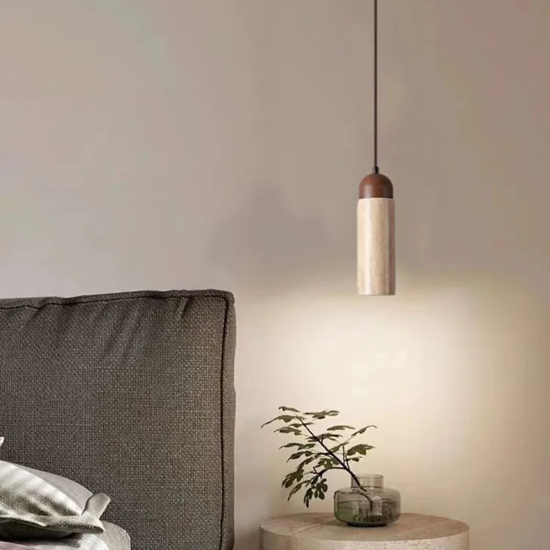 suspension en bois et pierre naturelle pour intérieur décoratif