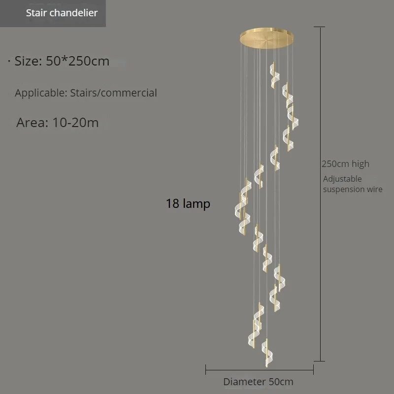 lustre led moderne nordique en acrylique à torsion spirale