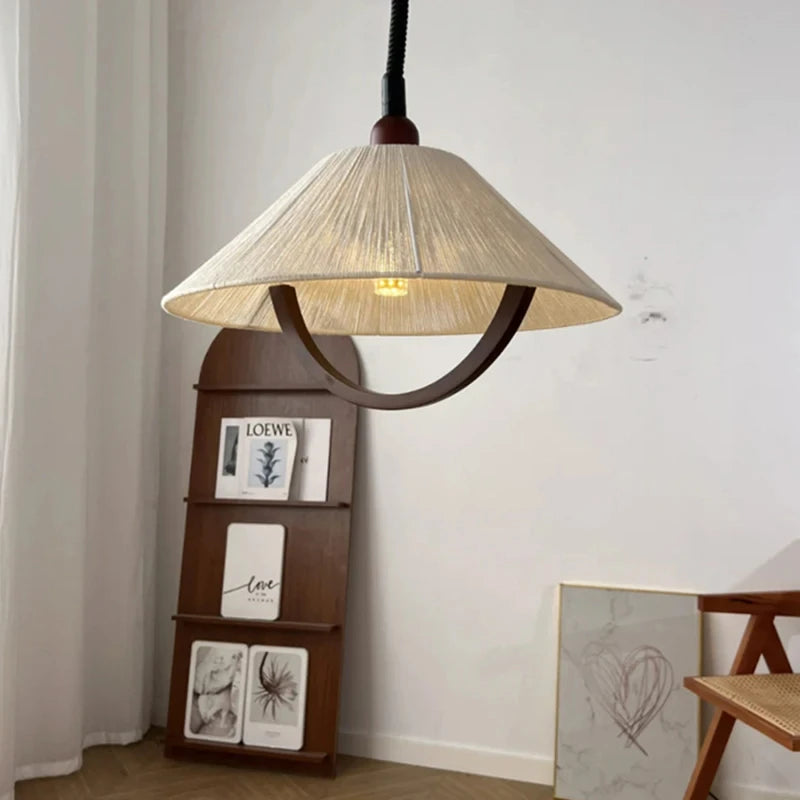 suspension en corde de chanvre bois style avec cordon réglable