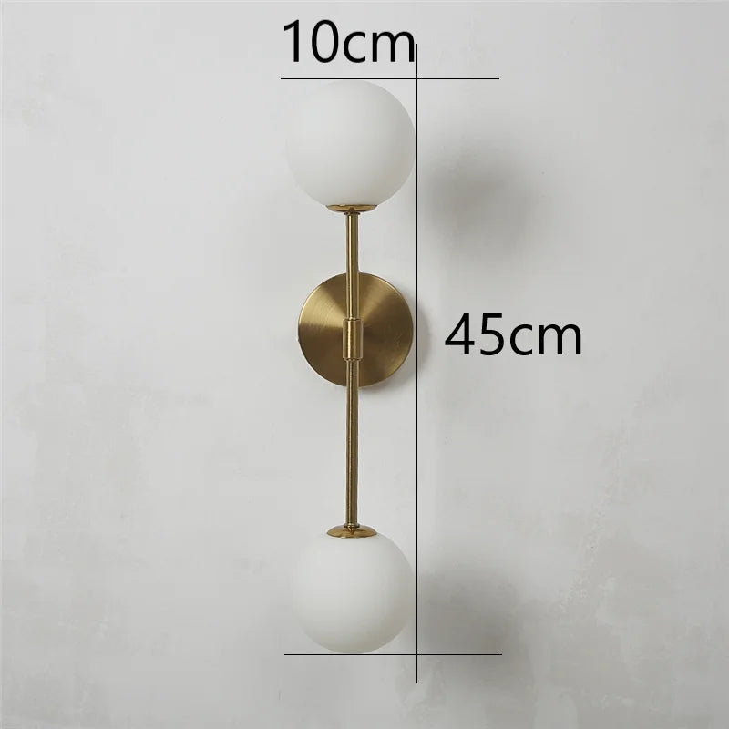 applique murale led post-moderne simple en verre doré