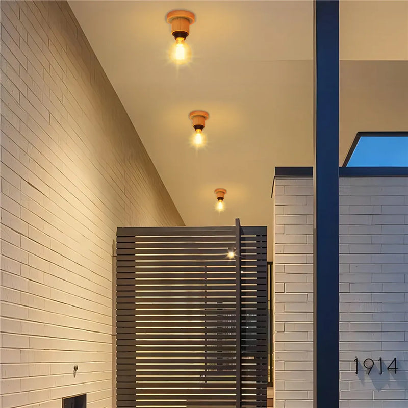 Plafonnier Led nordique bois salon lampe décor