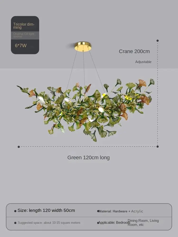 suspension moderne en ginkgo en verre personnalisée pour un éclairage élégant