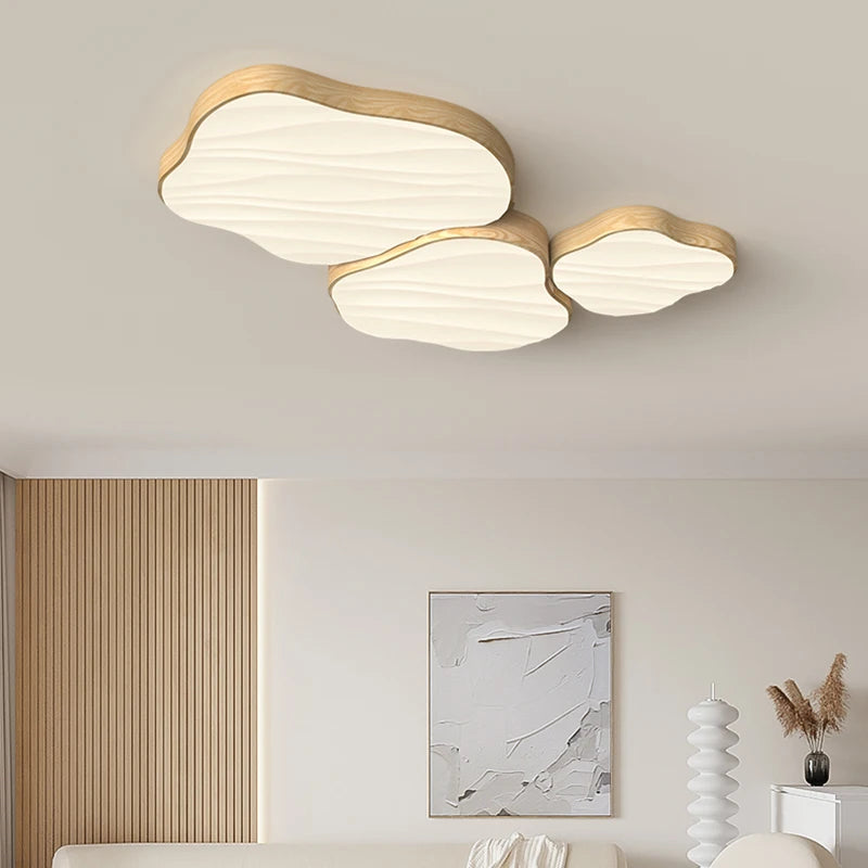 plafonnier led style bois naturel nuage chaud spectre complet