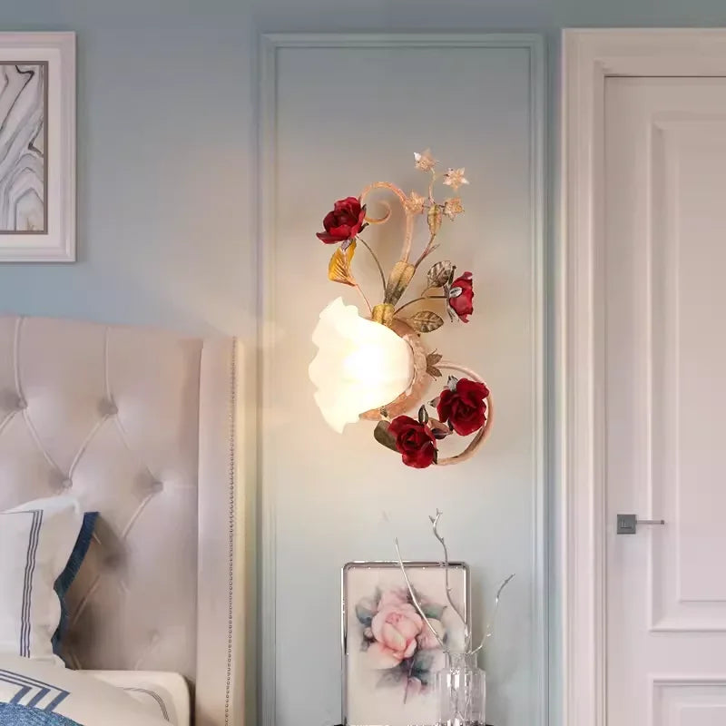 lustre led romantique rétro avec fleurs pour éclairage chaud