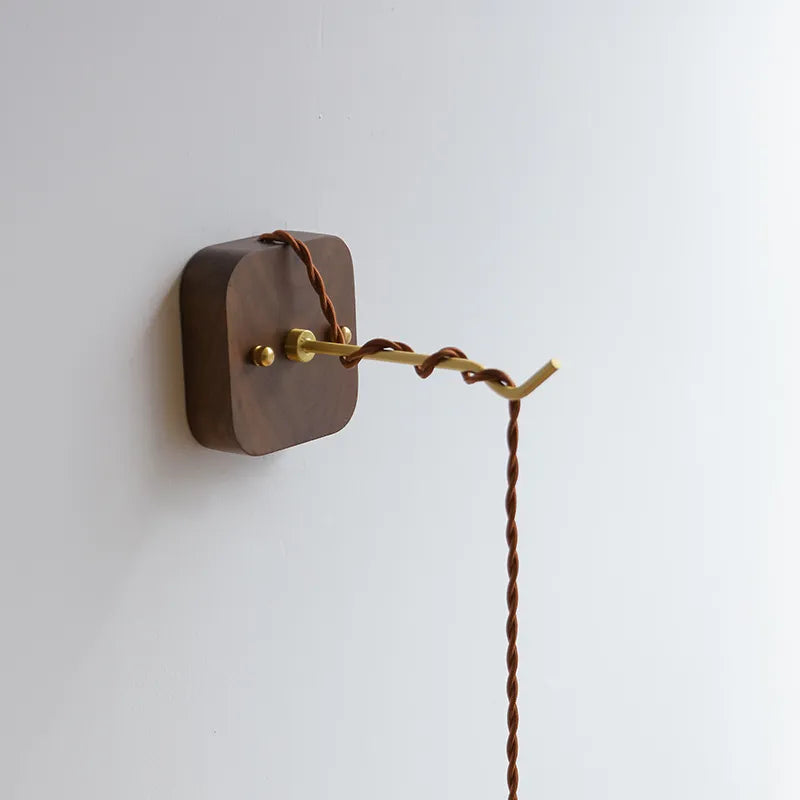 applique murale led noyer cuivre moderne baguette plug-in