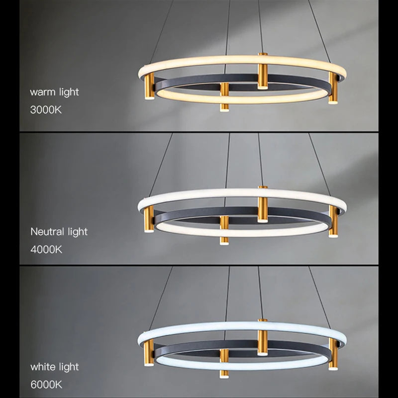 lustre led nordique anneau suspension lumière décorative