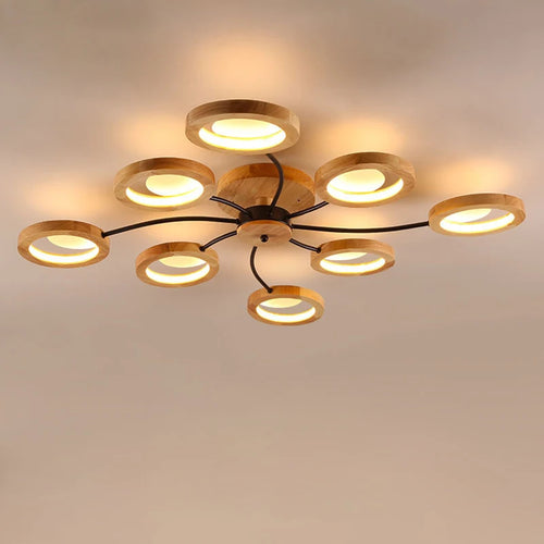 lustres modernes en bois avec lampes led nordiques