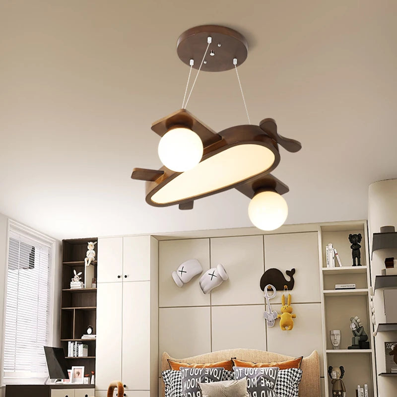 suspension en bois massif motif avion pour enfants