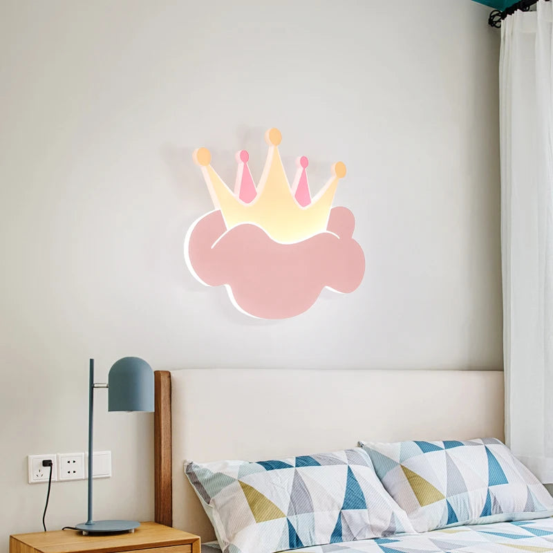 applique murale couronne pour chambre d'enfant avec télécommande