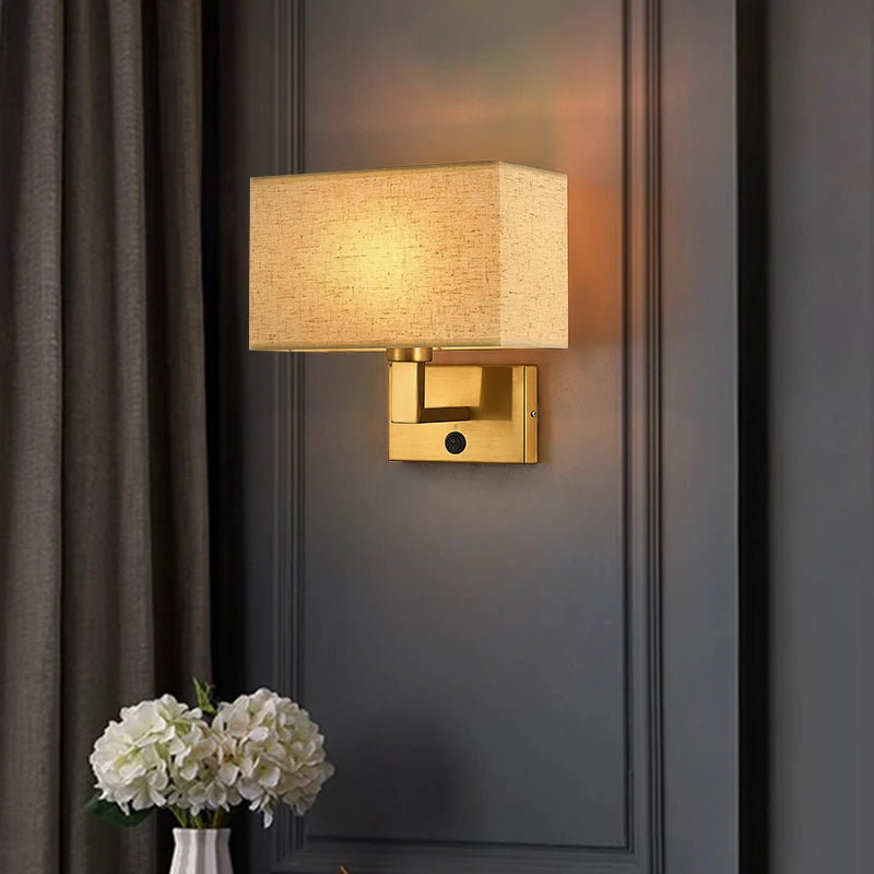 Applique murale Led avec abat-jour en tissu