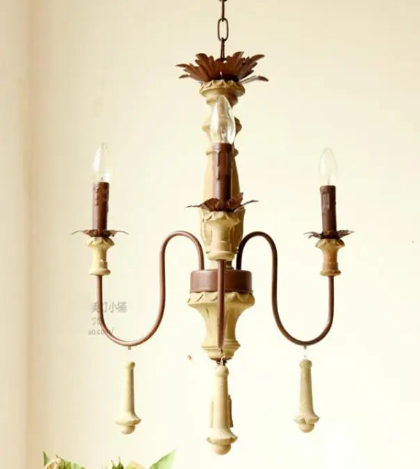 lustre industriel en résine antique avec bougeoirs à led