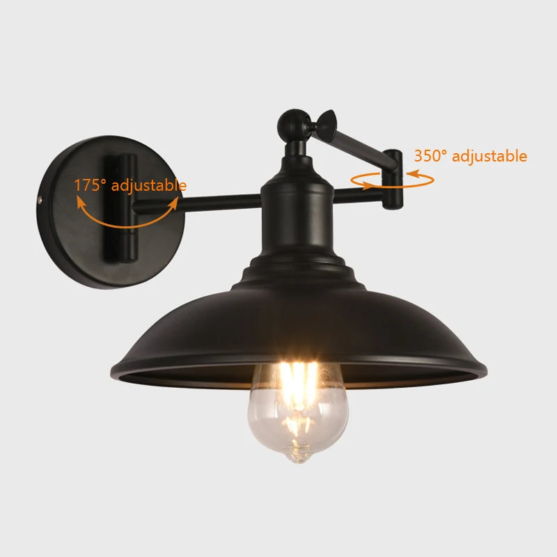 applique murale rétro américaine bras pliant lampe lecture antique