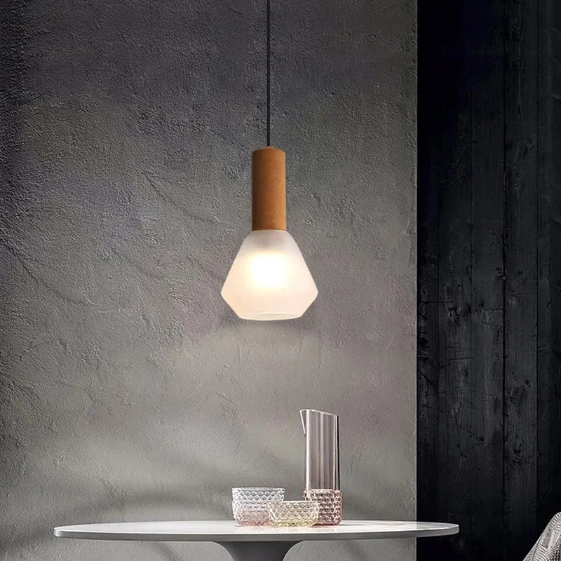 suspension Luxe cuivre LED nordique 19CM verre dépoli chambre décor luminaire suspendu étude salon allée maison lampe Lustre