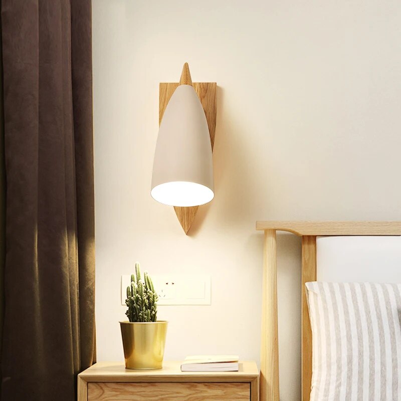Applique moderne bois nordique LED chambre couloir éclairage