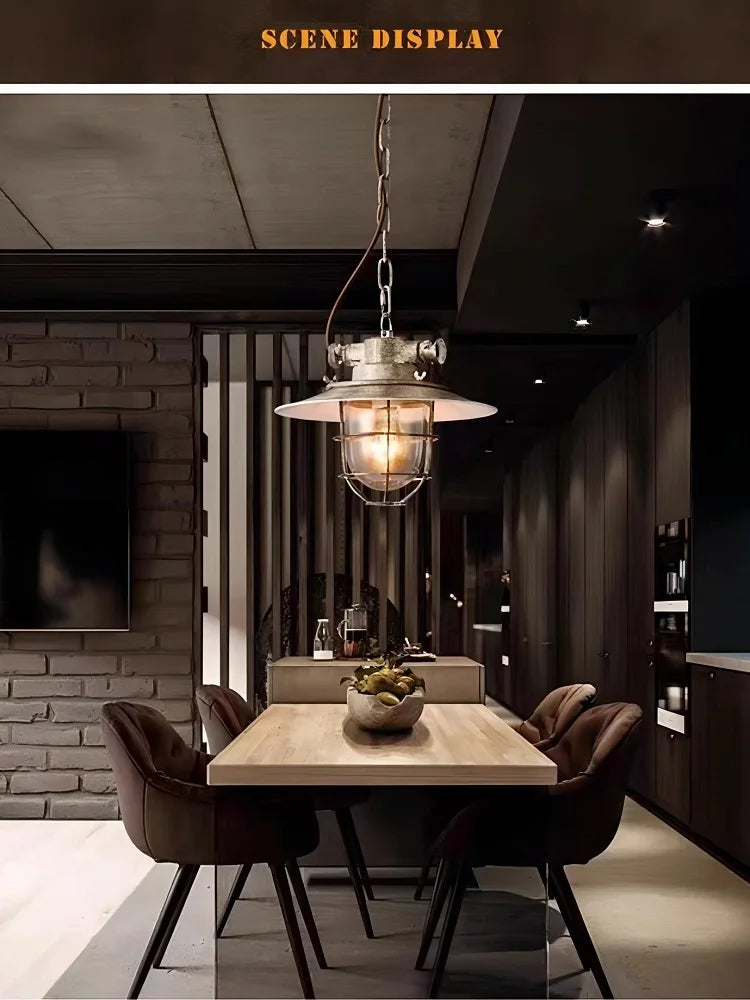 Américain rétro industriel vent anti-déflagrant lustre LOFT créatif Restaurant allée Barcafé fer LED suspension lampe