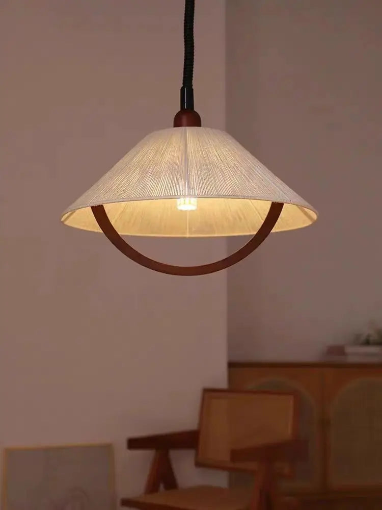 suspension en corde de chanvre bois style avec cordon réglable