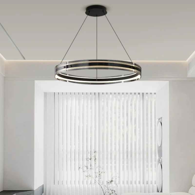 lustre circulaire en verre créatif pour un éclairage design