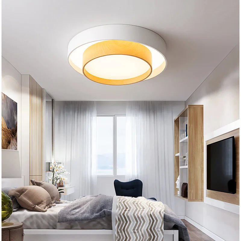 plafonnier led en bois simple pour entrée et couloir