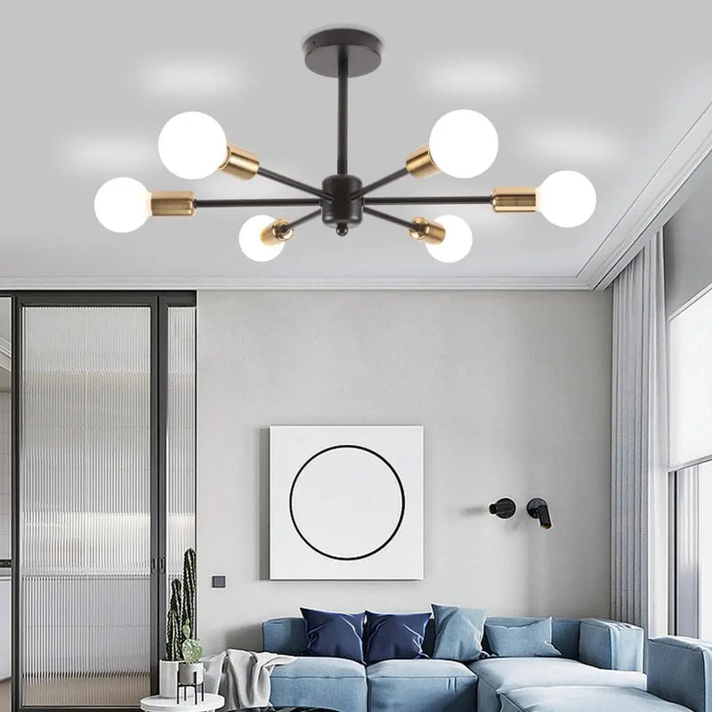 Moderne 4/6 têtes Plafonnier Rétro Plafond Lustre Lampe Industrielle Luminaria Lamparas pour Salon Plafonnier Éclairage