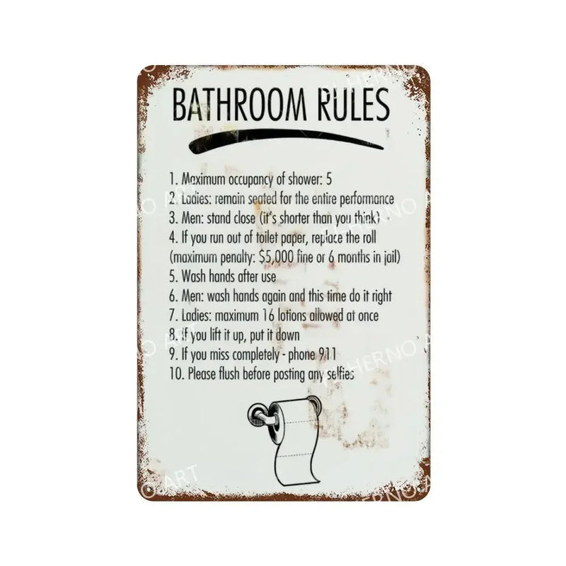 plaque en métal rétro décoration amusante pour toilettes