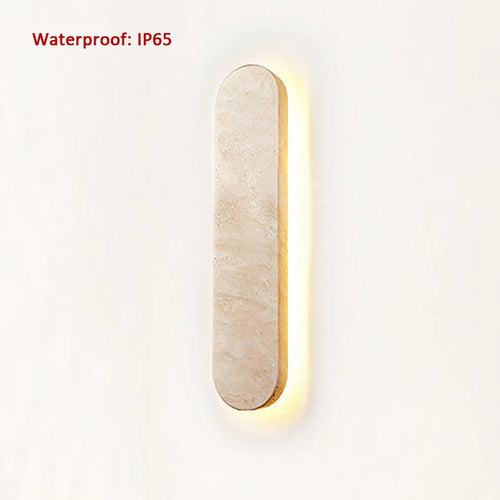 Applique Murale Scandinave Couloir Cour Entrée Moderne Pierre Naturelle Extérieure Beige 40CM LED Étanche