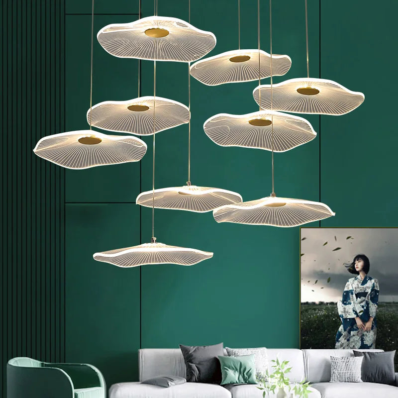 Lustre Villa Moderne Minimaliste Luxe Créatif Tournant Escalier Long