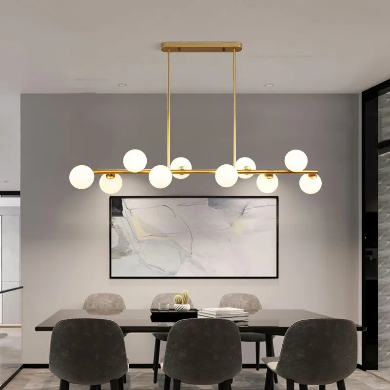 Lustre design boules de verre horizontales