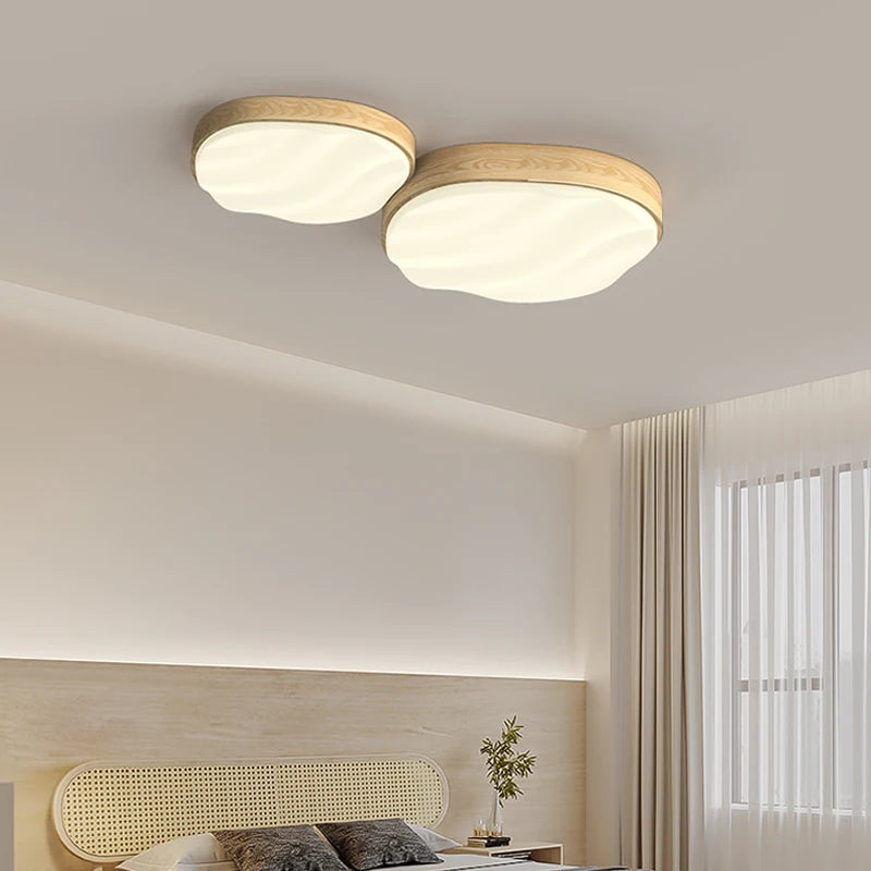 plafonnier led style bois naturel nuage chaud spectre complet